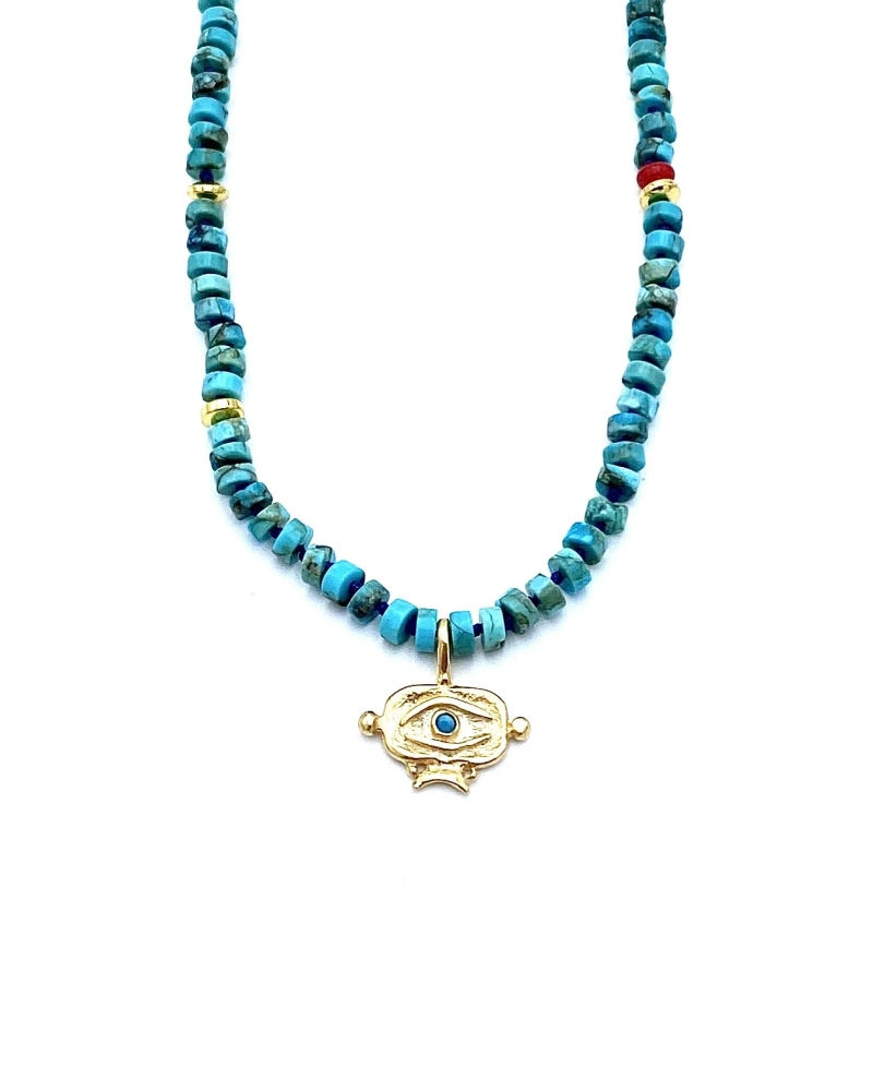 Rondöle Firuze The Eye Plaka Kolye