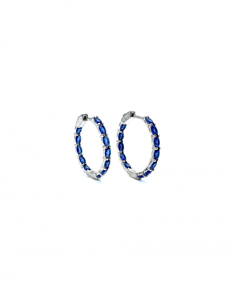 Safir Oval Tamtur Halka Küpe