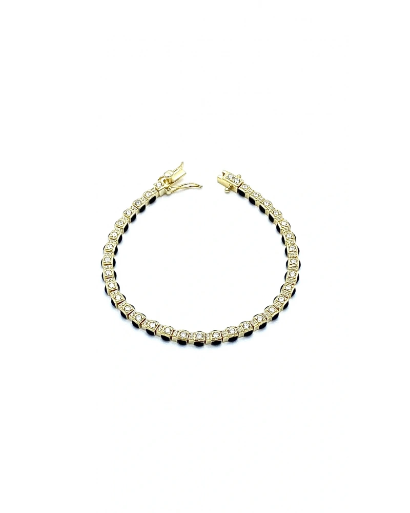 Siyah Mine Tasarım Gömme Taş Suyolu Bileklik