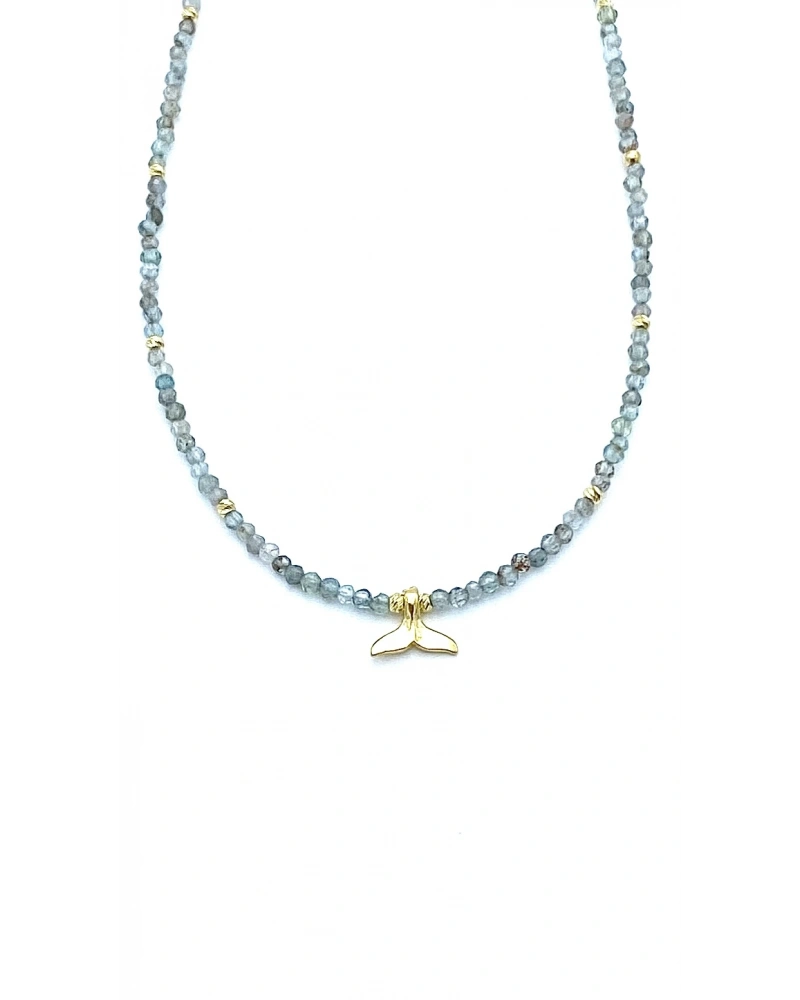 Su Yeşili Kuvars Dorika Detaylı Kolye