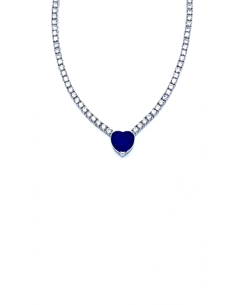 Tanzanit Paraiba Kalp Taşlı Suyolu Kolye