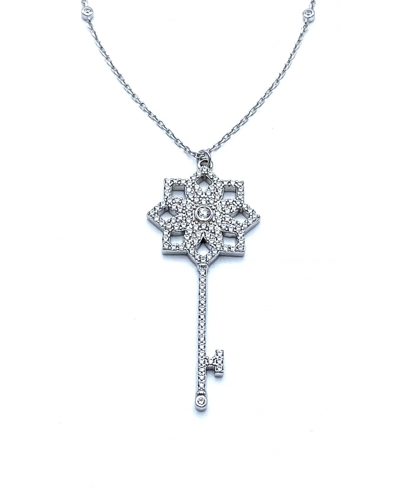 Taşlı Anahtar Asansör Zincir Kolye