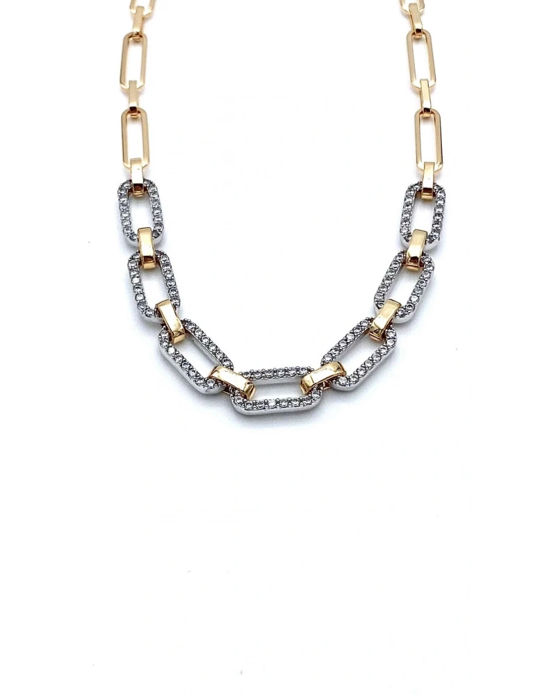 Taşlı Oval Zincir Kolye