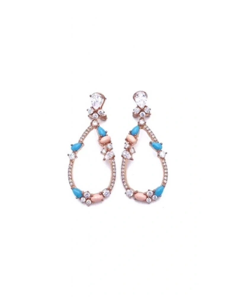 Turkuaz Mercan Tasarım Küpe