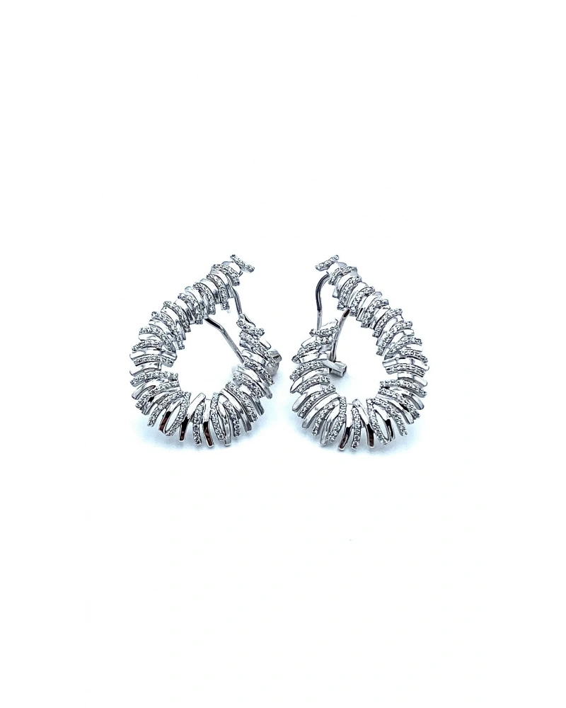 Yarı Taşlı Palmiye Virgül Küpe