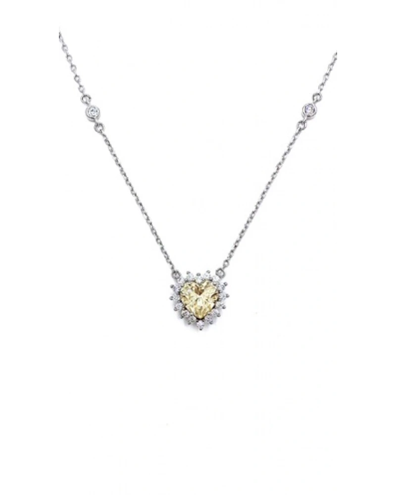 Yellow Diamond Heart Kolye