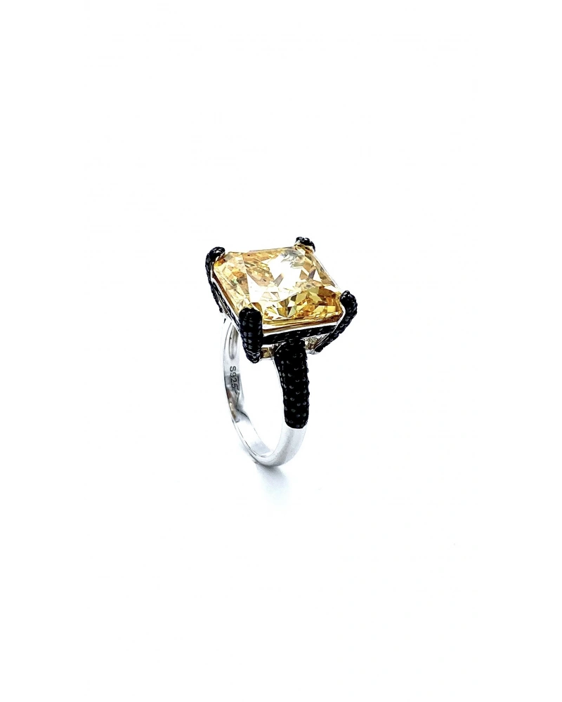Yellow Diamond Square BPave Yüzük