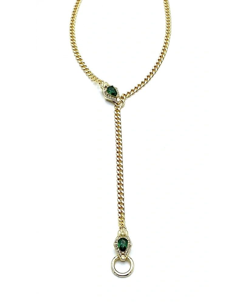 Yeşil Damla 2li Yılan Y Kolye