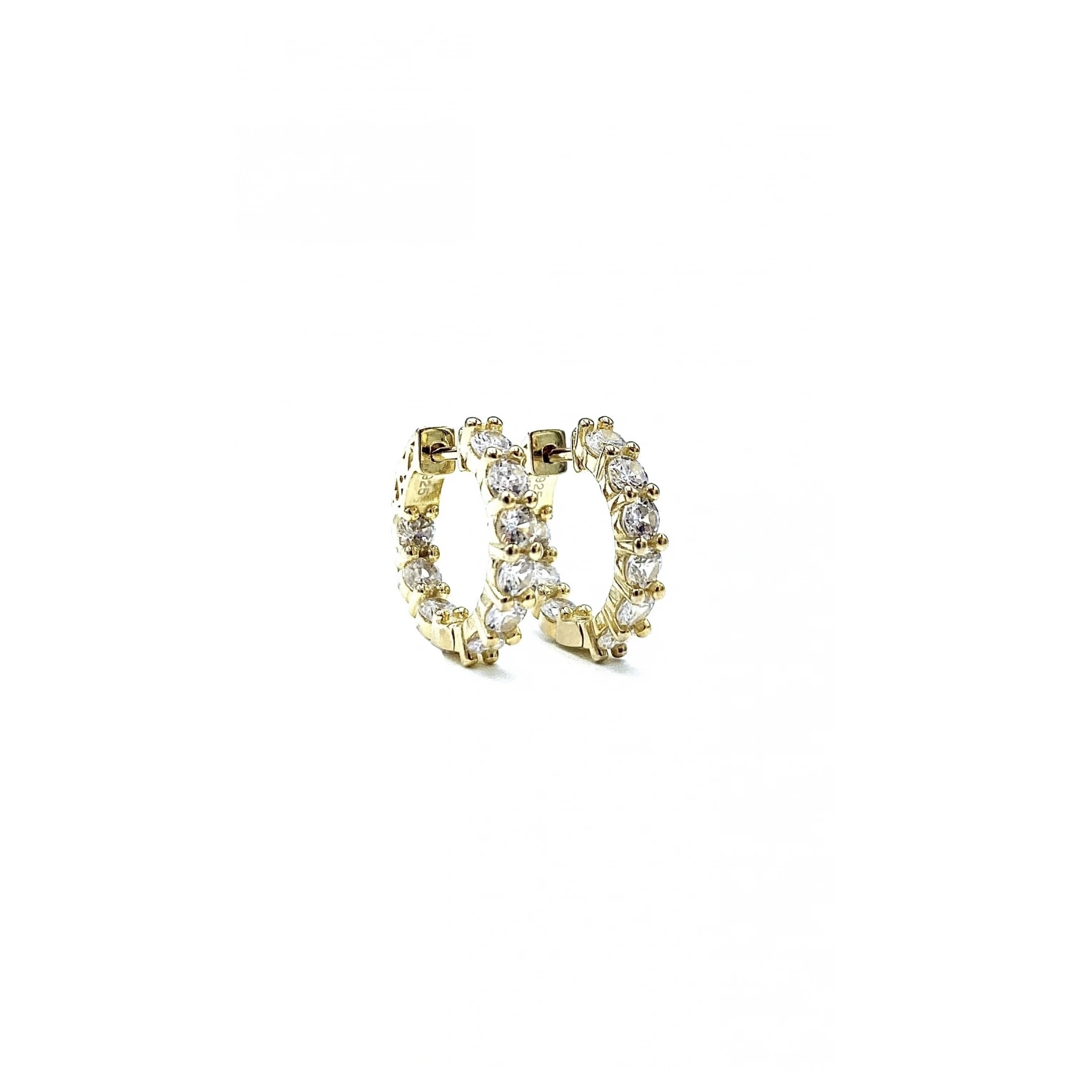 1.5cm Taşlı Halka Küpe