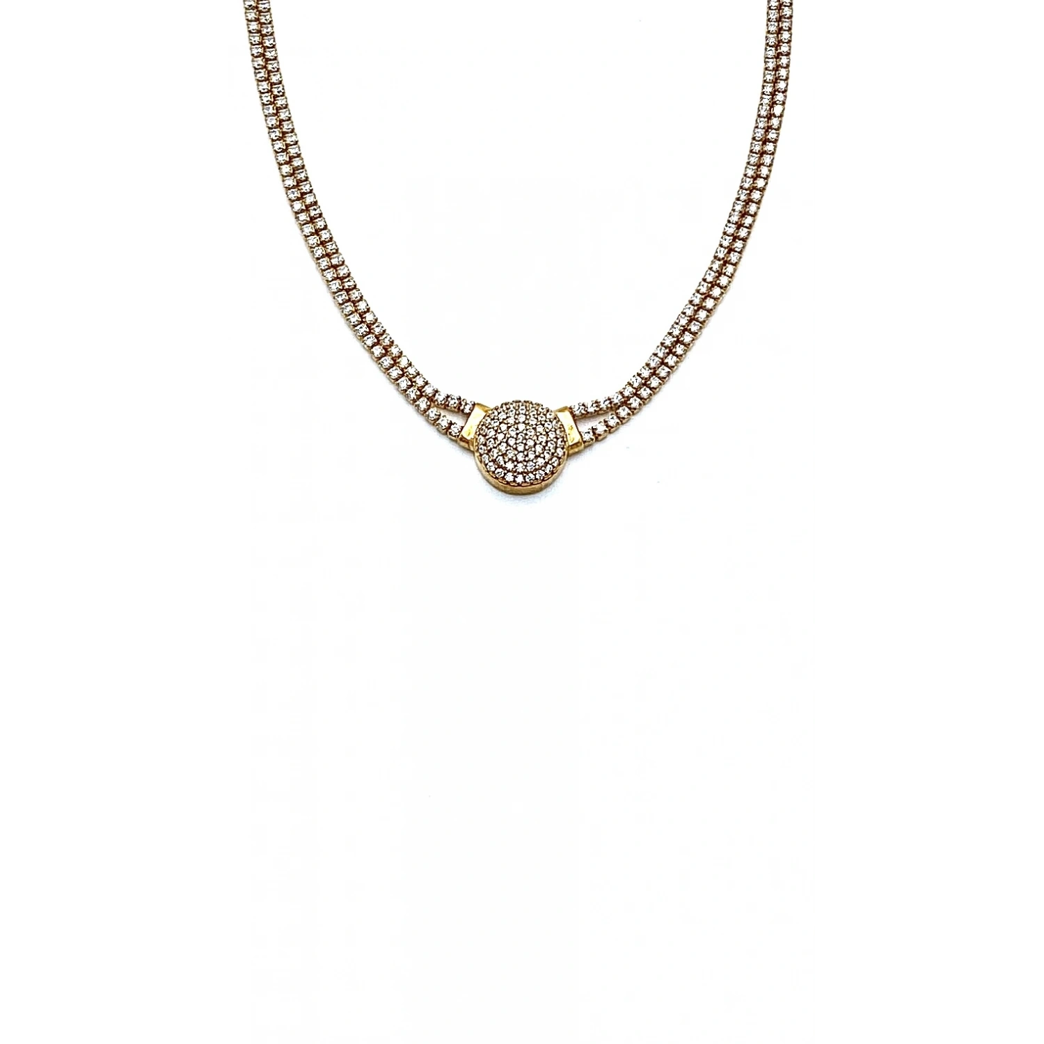 2 Sıra taşlı Plaka Suyolu Kolye