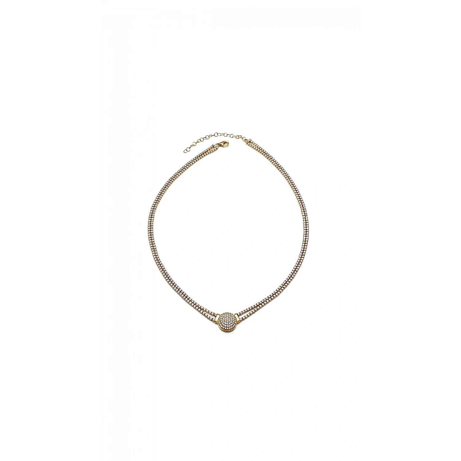 2 Sıra taşlı Plaka Suyolu Kolye