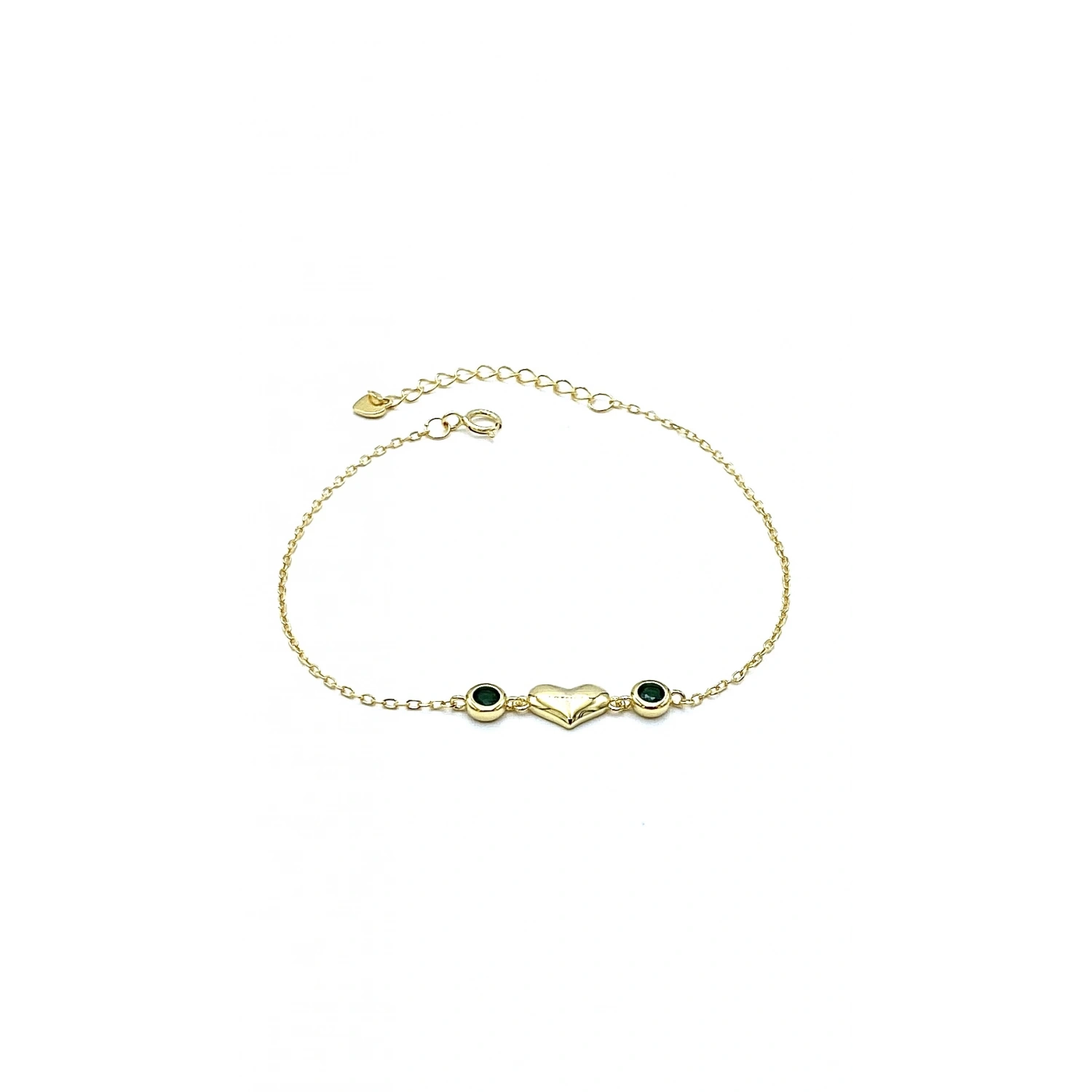 2 Yeşil Dot Kalp Zincir Bileklil