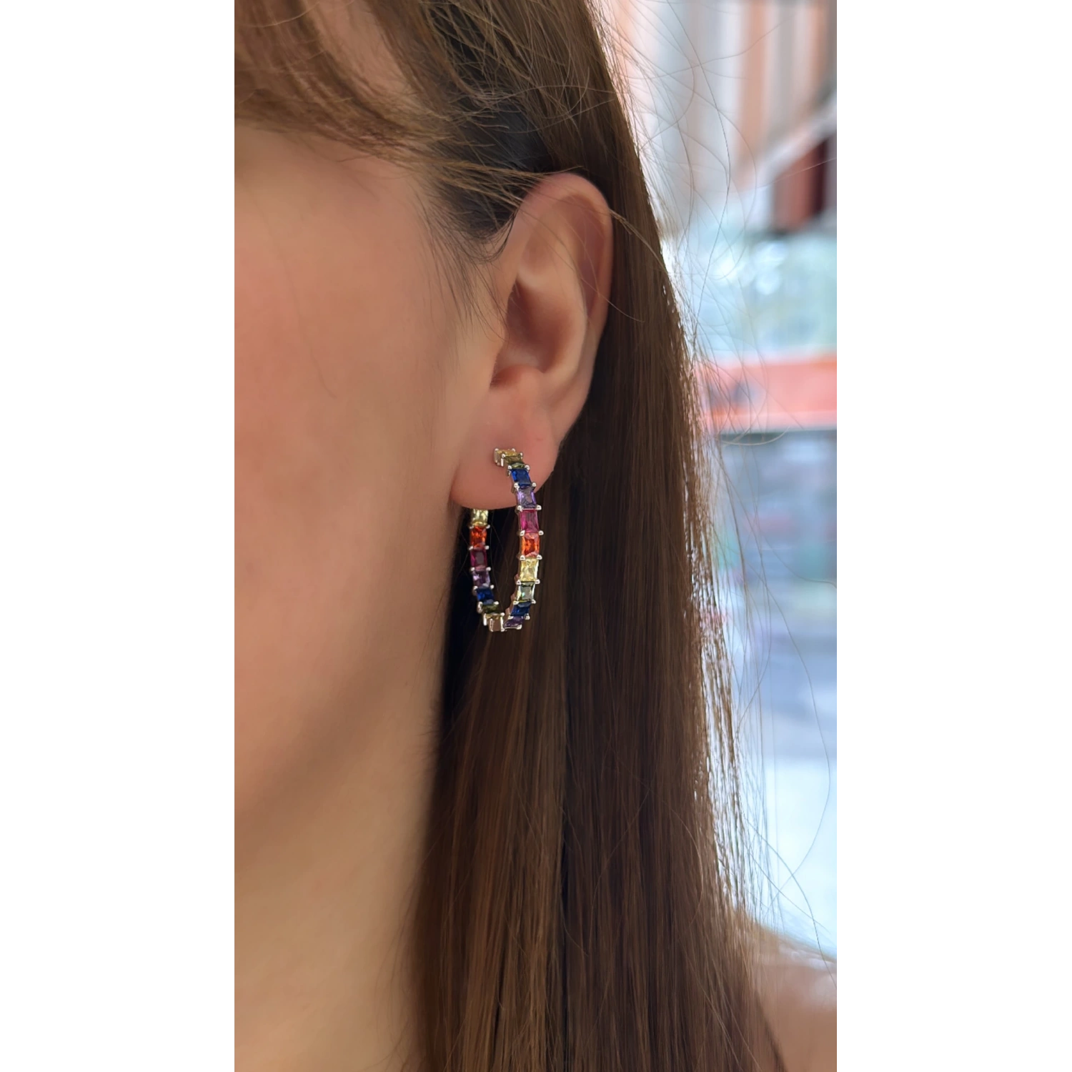 3cm Rainbow Di Halka Küpe