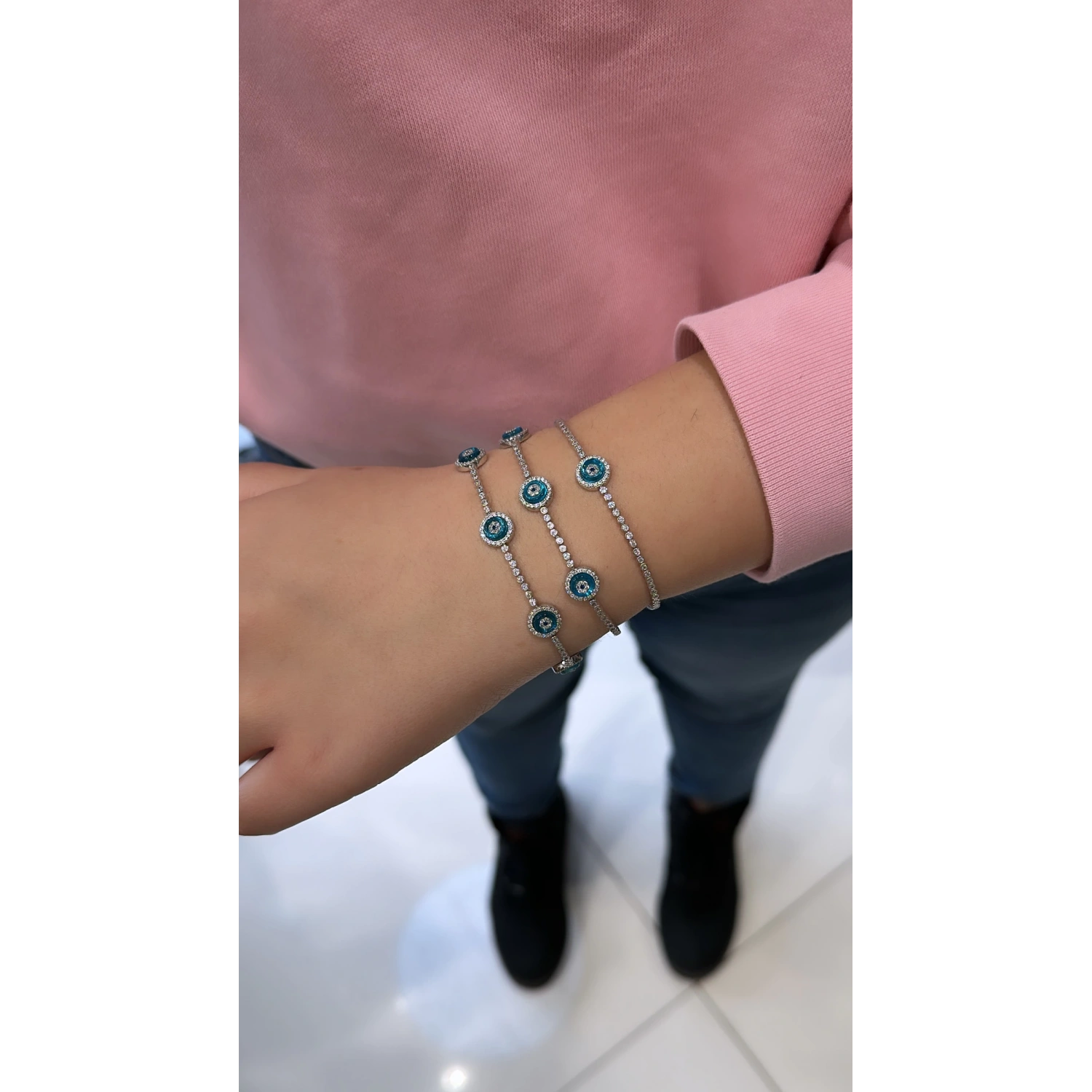 3lü Camgöz Suyolu Bileklik