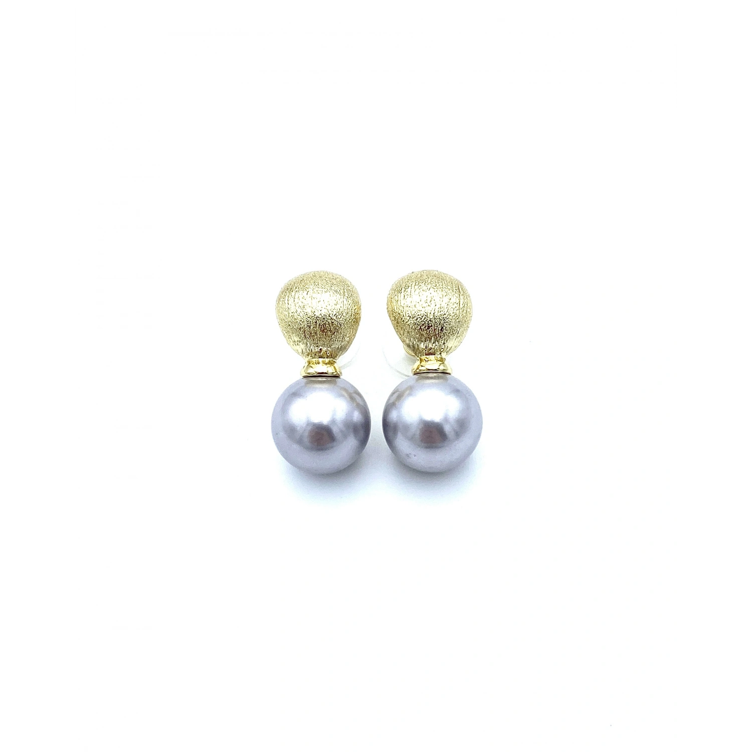 Elegant Seri 4 Pearl Grey Gold Küpe