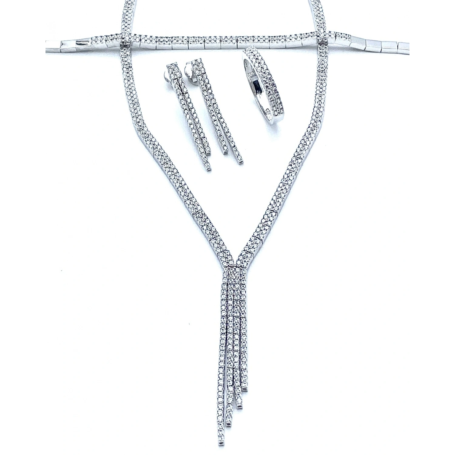 Rain V Kolye Küpe Bileklik Yüzük Set