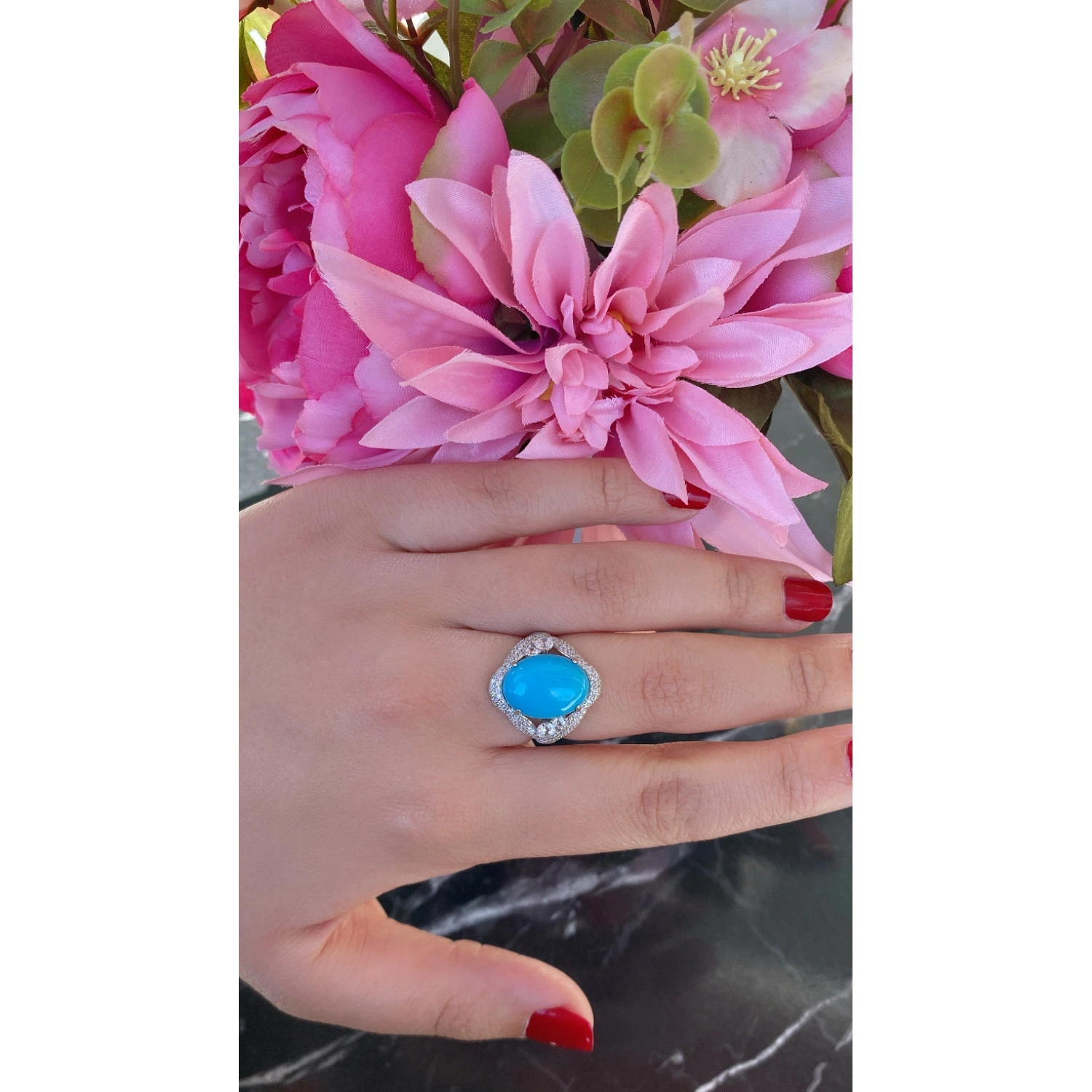 Oval Firuze Vintage Yüzük