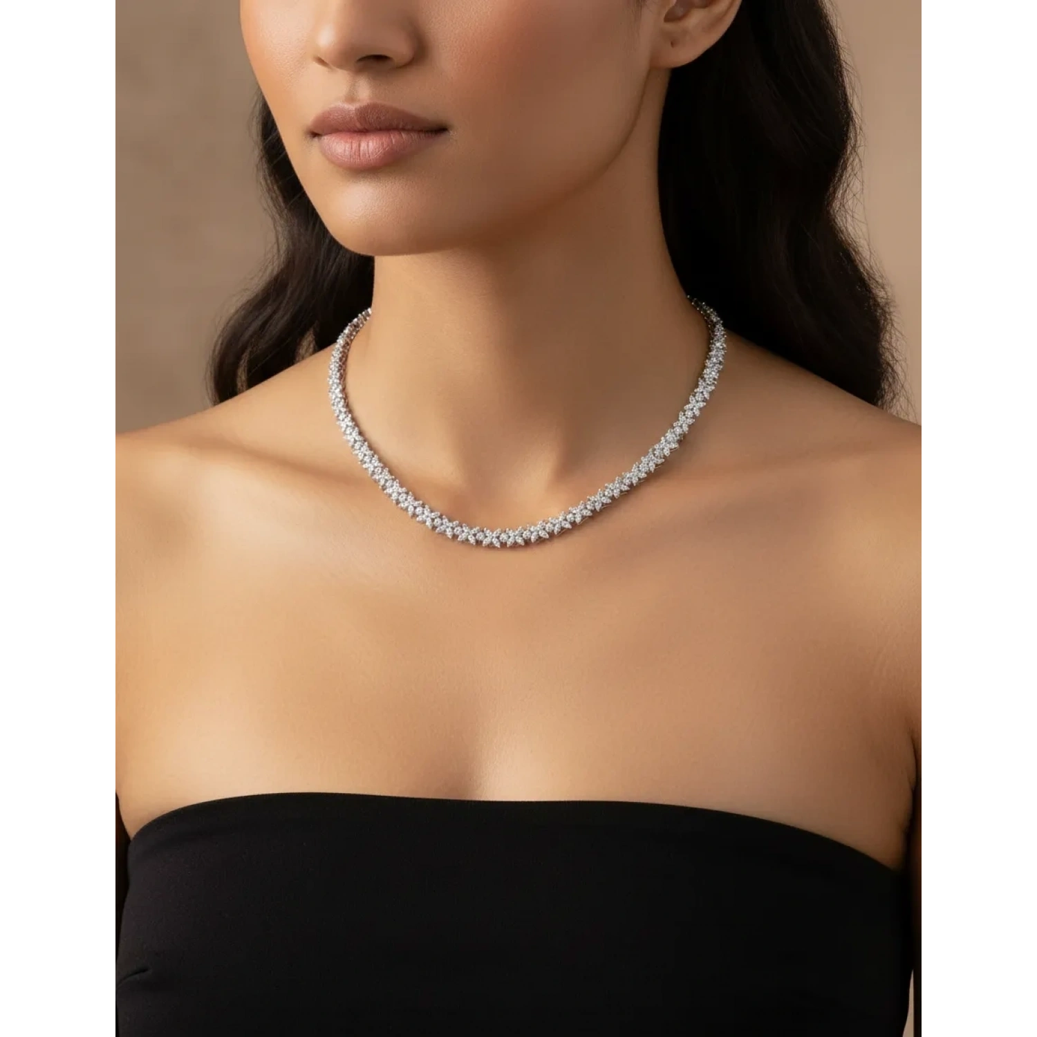 Mozanit Markiz Çiçek Suyolu Kolye