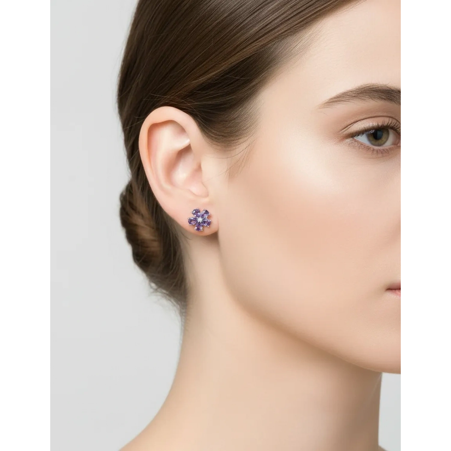 Lila Damla Çiçek Küpe