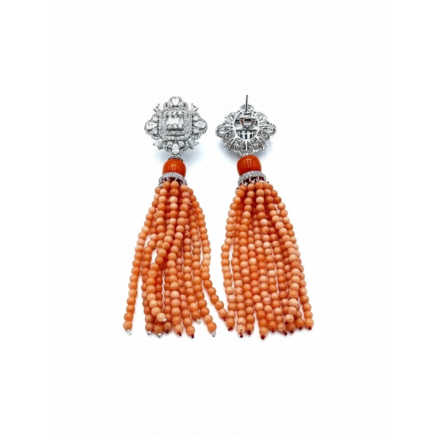 İnci ve Mercan Taşlı Tasarım Kolye Küpe Set