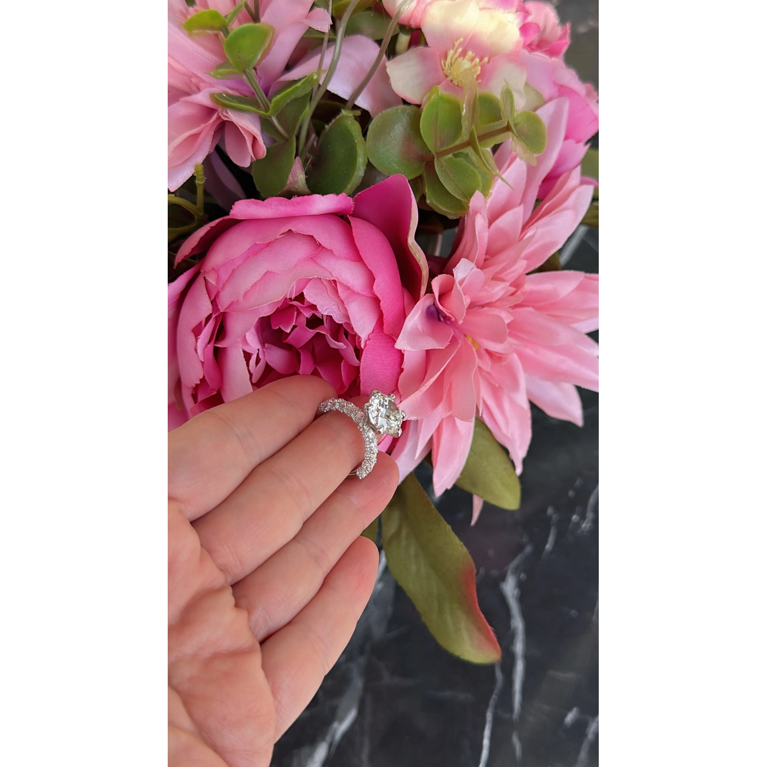 Mozanit 7ct 6 tırnak Yarım Tur Tektaş Yüzük