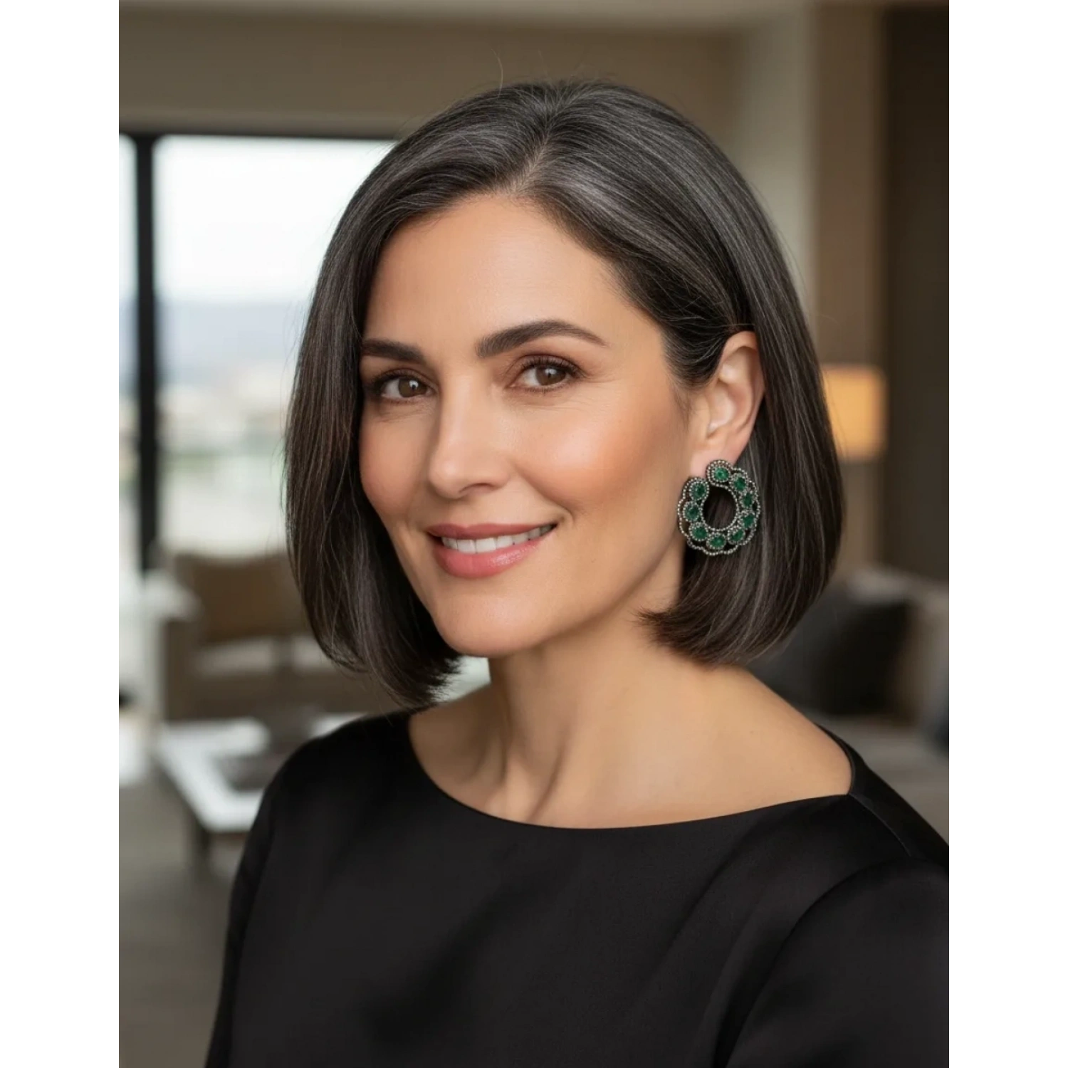 Zümrüt ve Ham Elmas Taşlı Küpe