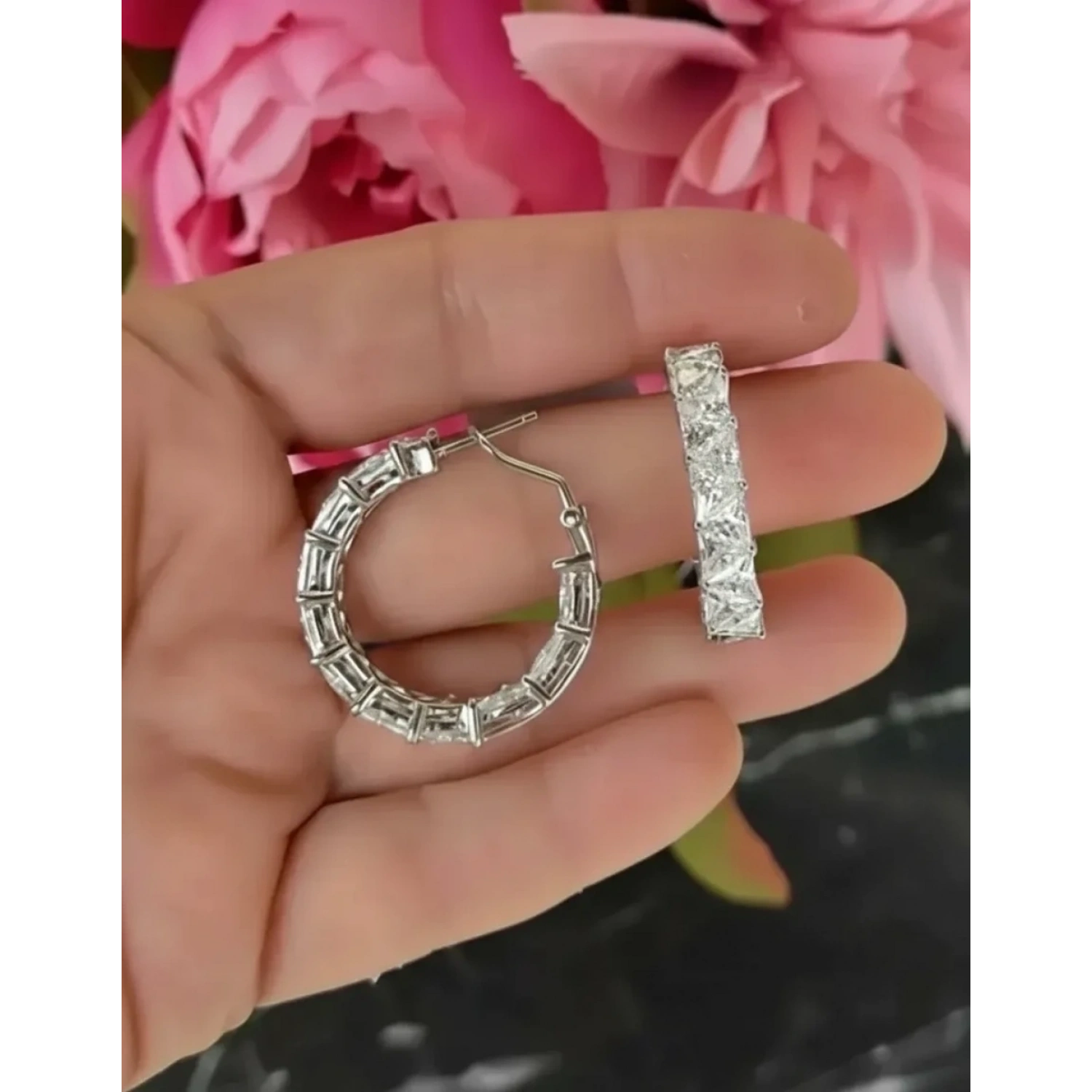 Üçgen Taş 3cm Tamtur Halka Küpe