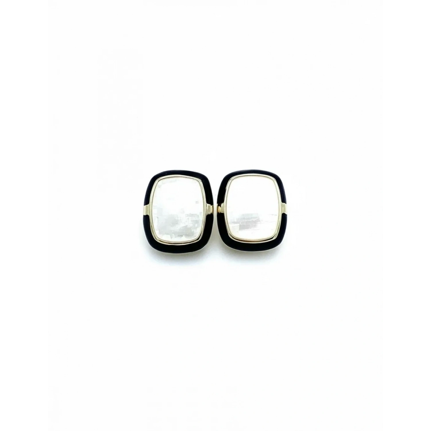 Elegant Seri 5 Square Black Sedef Küpe