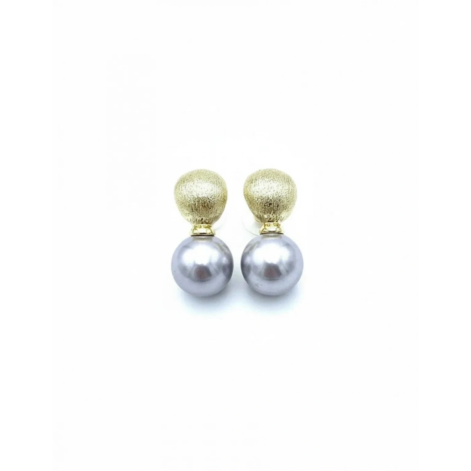 Elegant Seri 4 Pearl Grey Gold Küpe