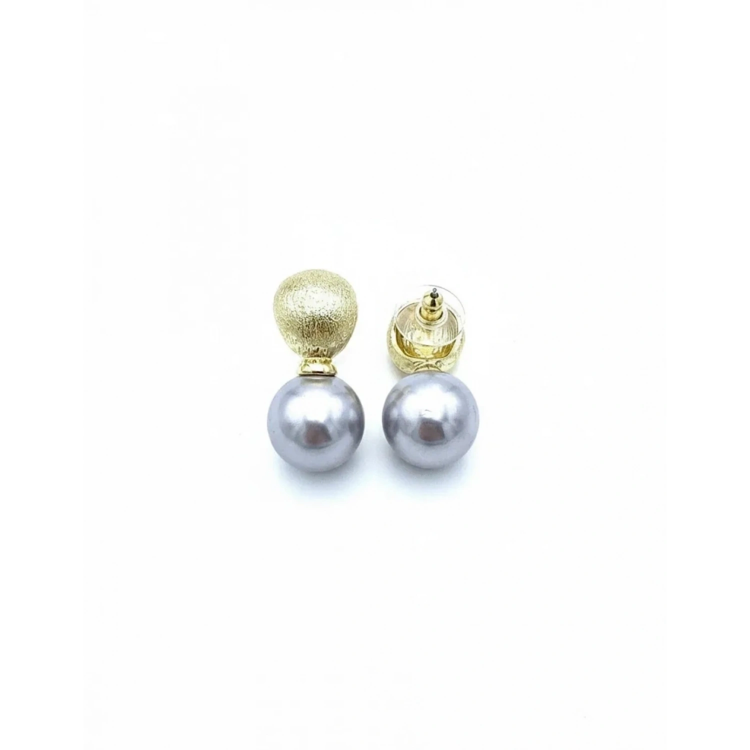 Elegant Seri 4 Pearl Grey Gold Küpe
