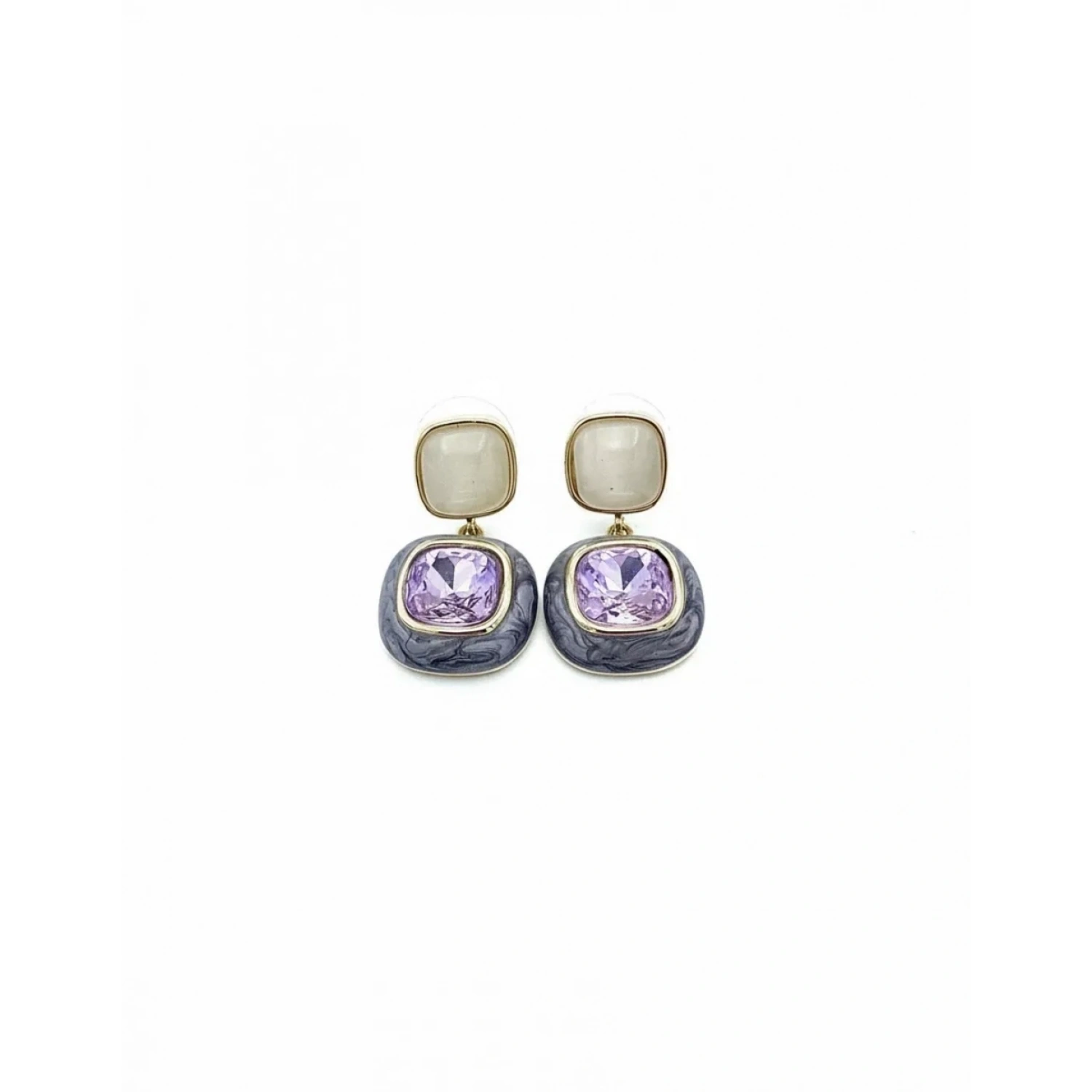Elegant Seri 14 Square Duo Lilac Küpe