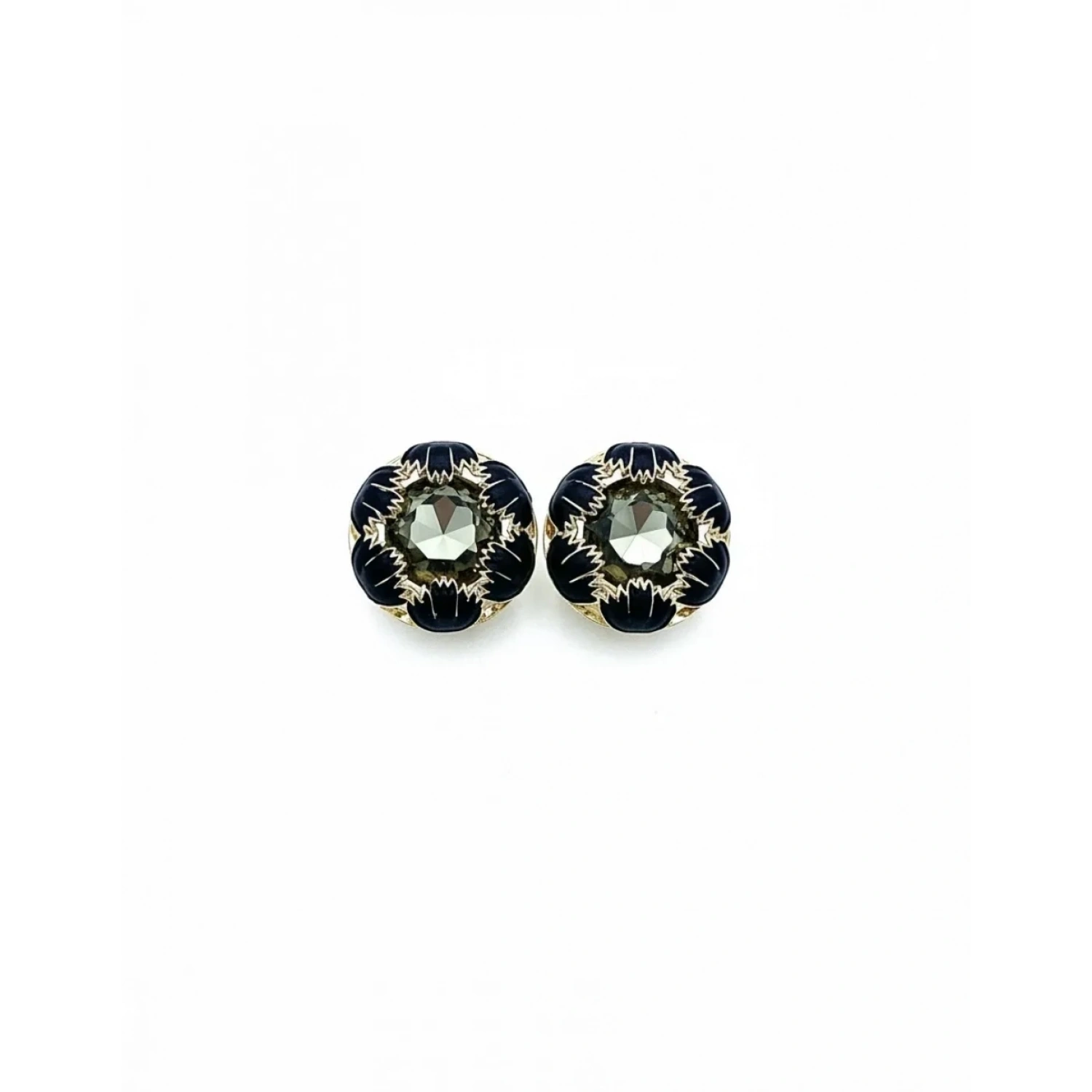 Elegant Seri 7 Black Daisy Shine Küpe