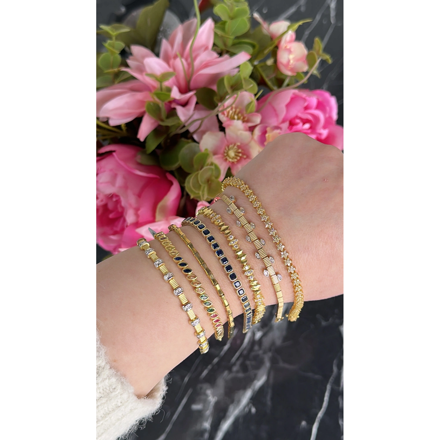 Gömme Safir Prenses Suyolu Bileklik