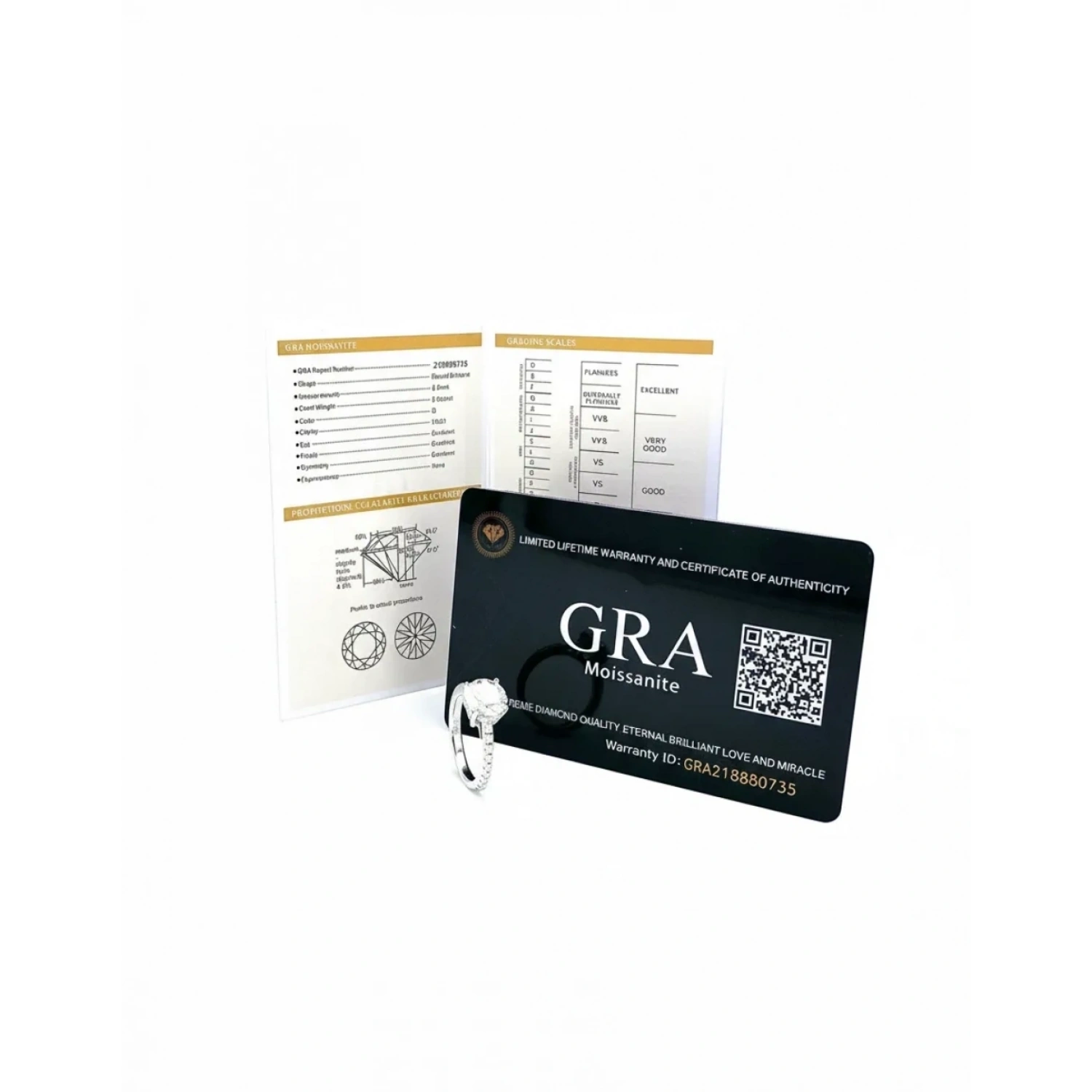 Sertifikalı Mozanit 2ct Yanları Taşlı Tektaş Yüzük