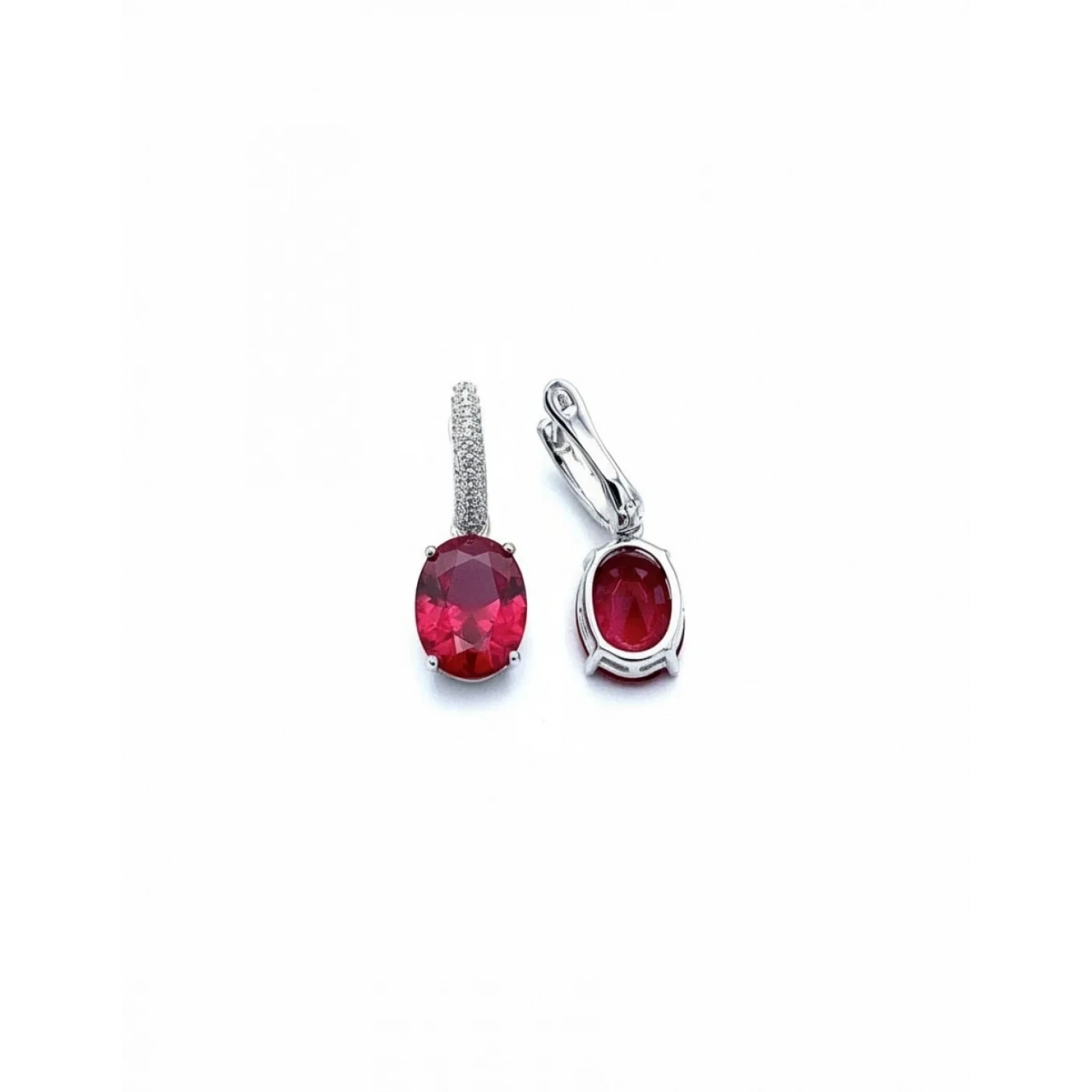 Ruby Oval Taşlı Halka Küpe