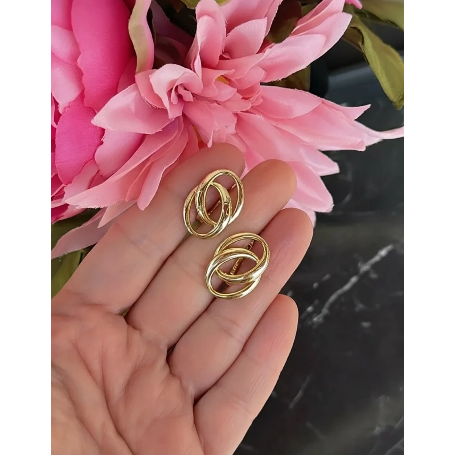 Oval Duo Taşsız Küpe