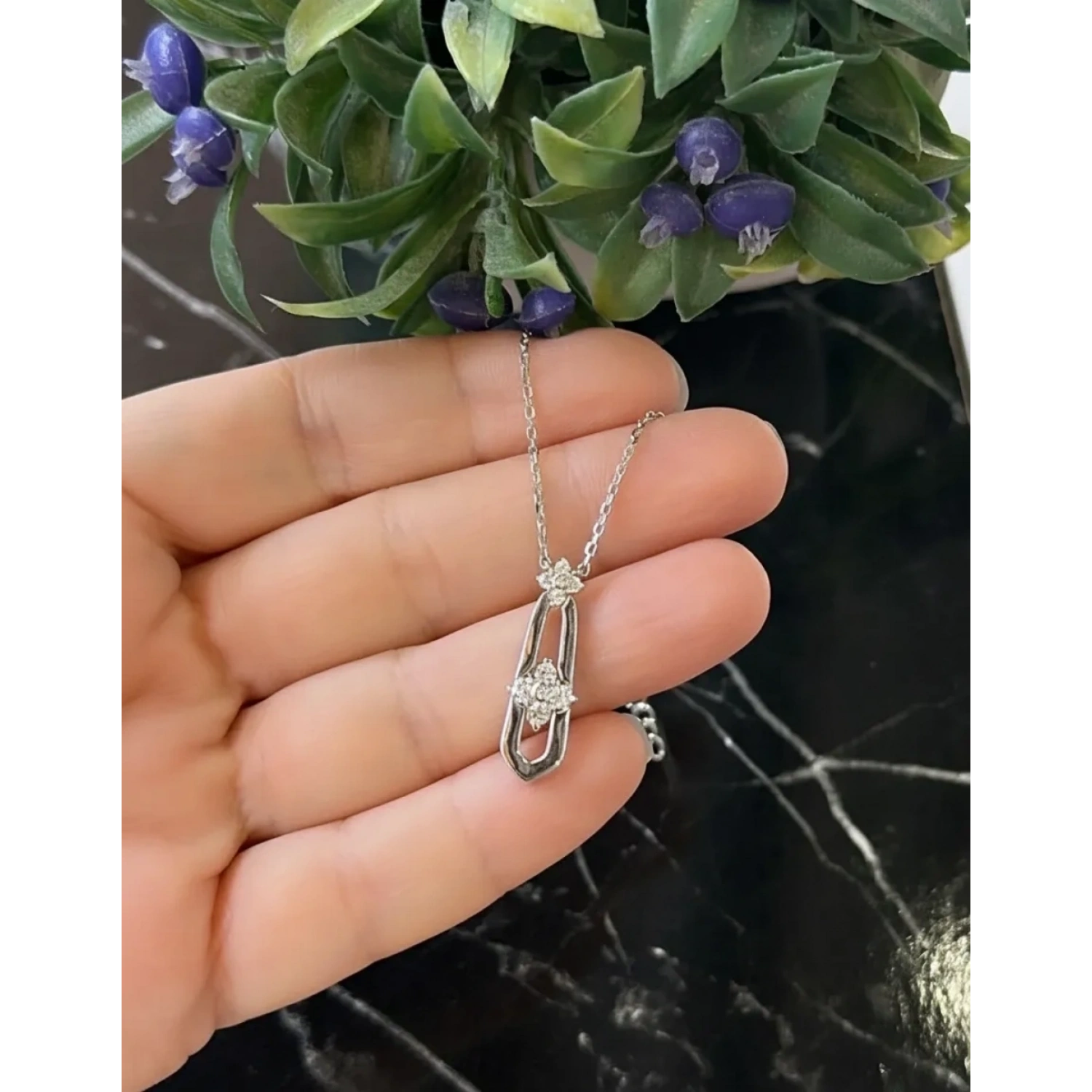 RC Taşlı Damla Kolye