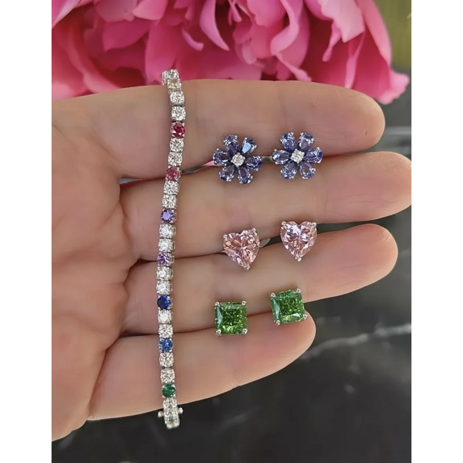 Emerald Prenses Tektaş Küpe