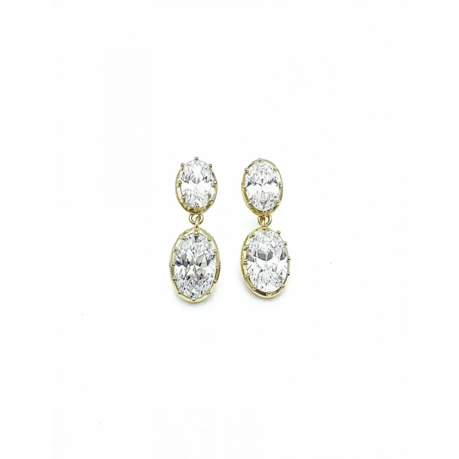 Oval Tektaş Duo Tırnaklı Küpe