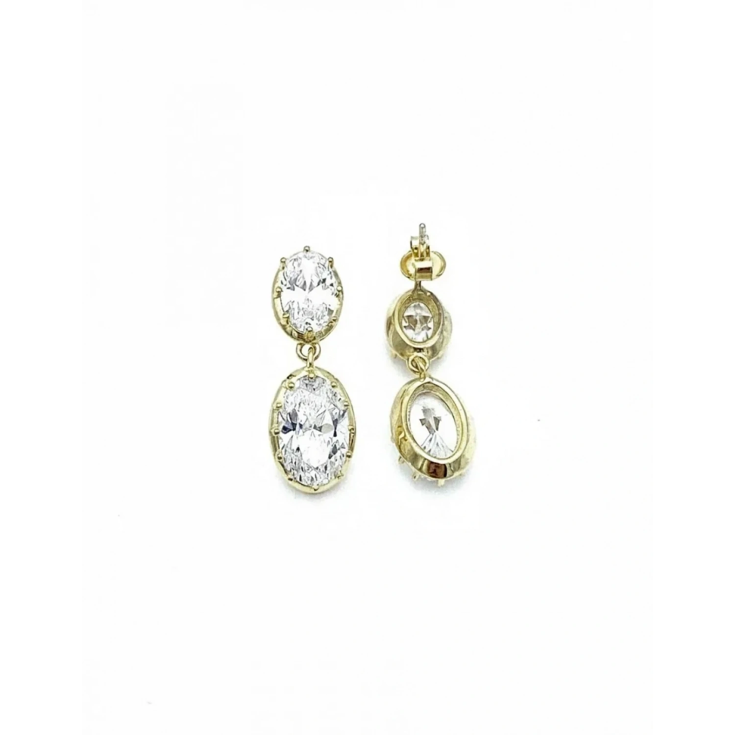 Oval Tektaş Duo Tırnaklı Küpe