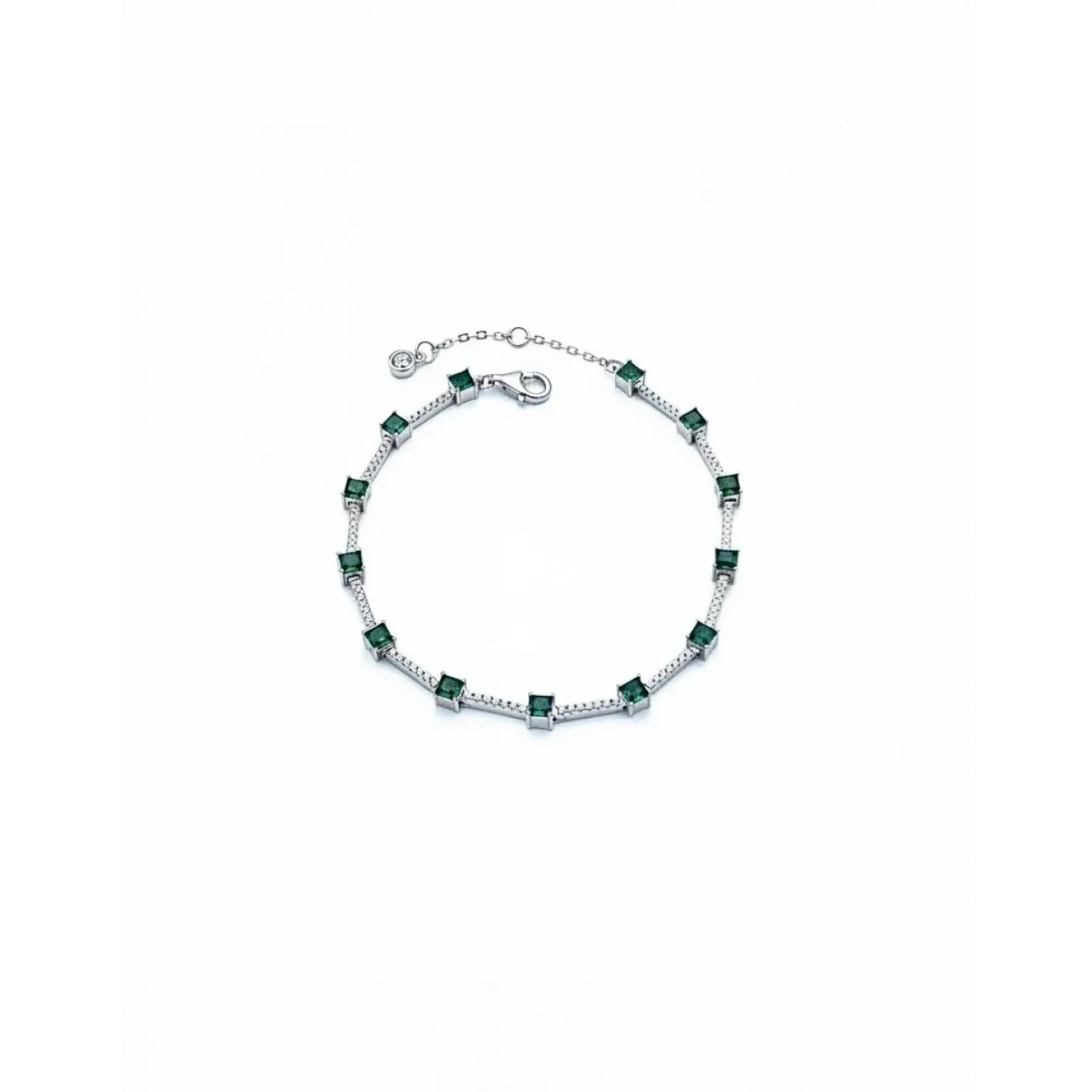 Yeşil Taşlı Çubuklu Suyolu Bileklik