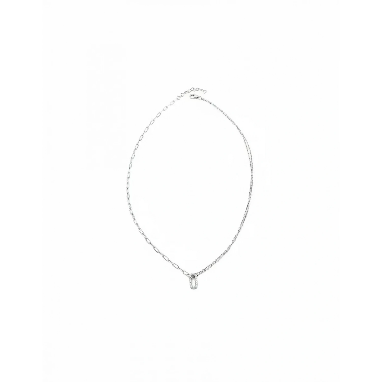 Sophie Oval Taşlı Ataç Zincir Mix Kolye