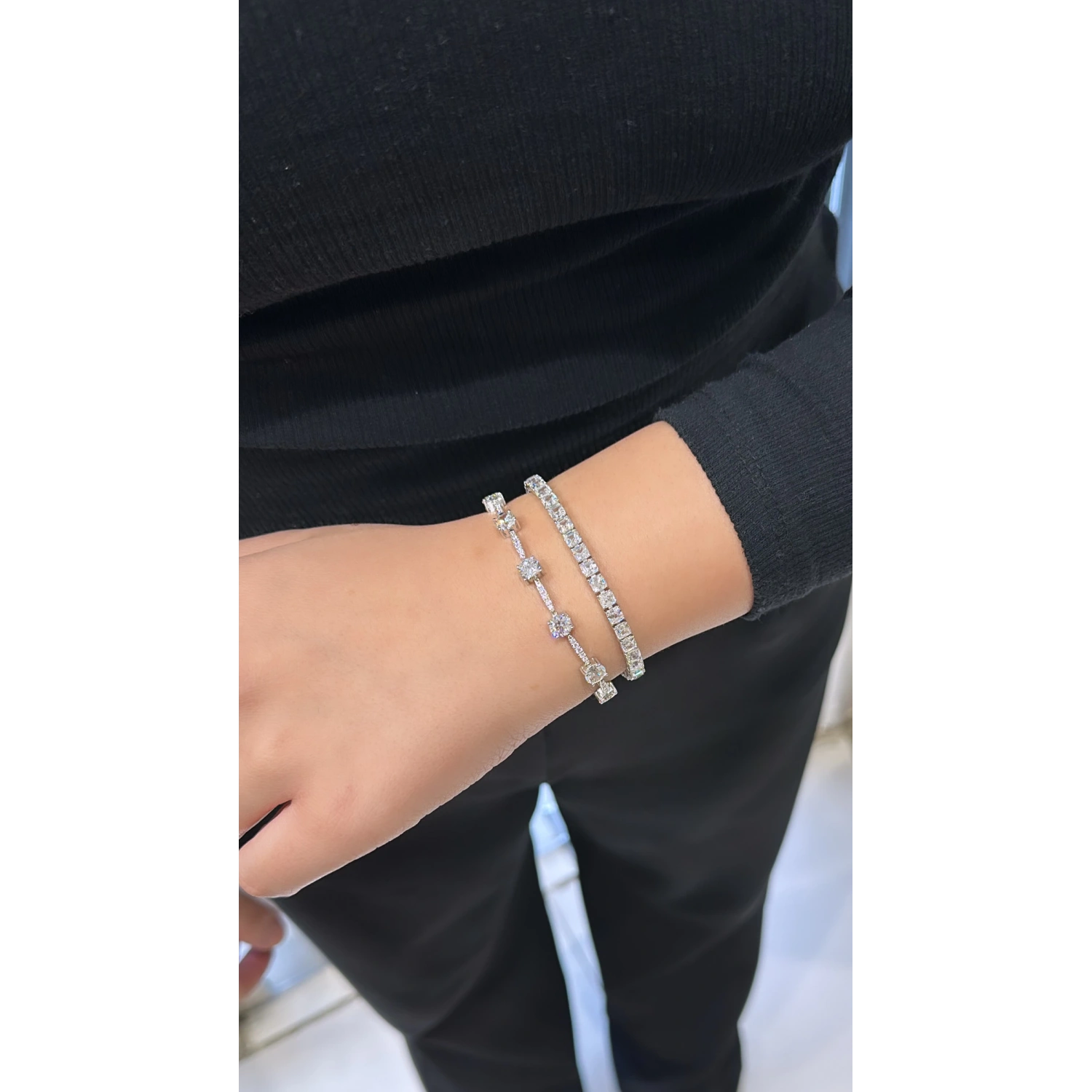 6cm Dot Mozanit Suyolu Bileklik