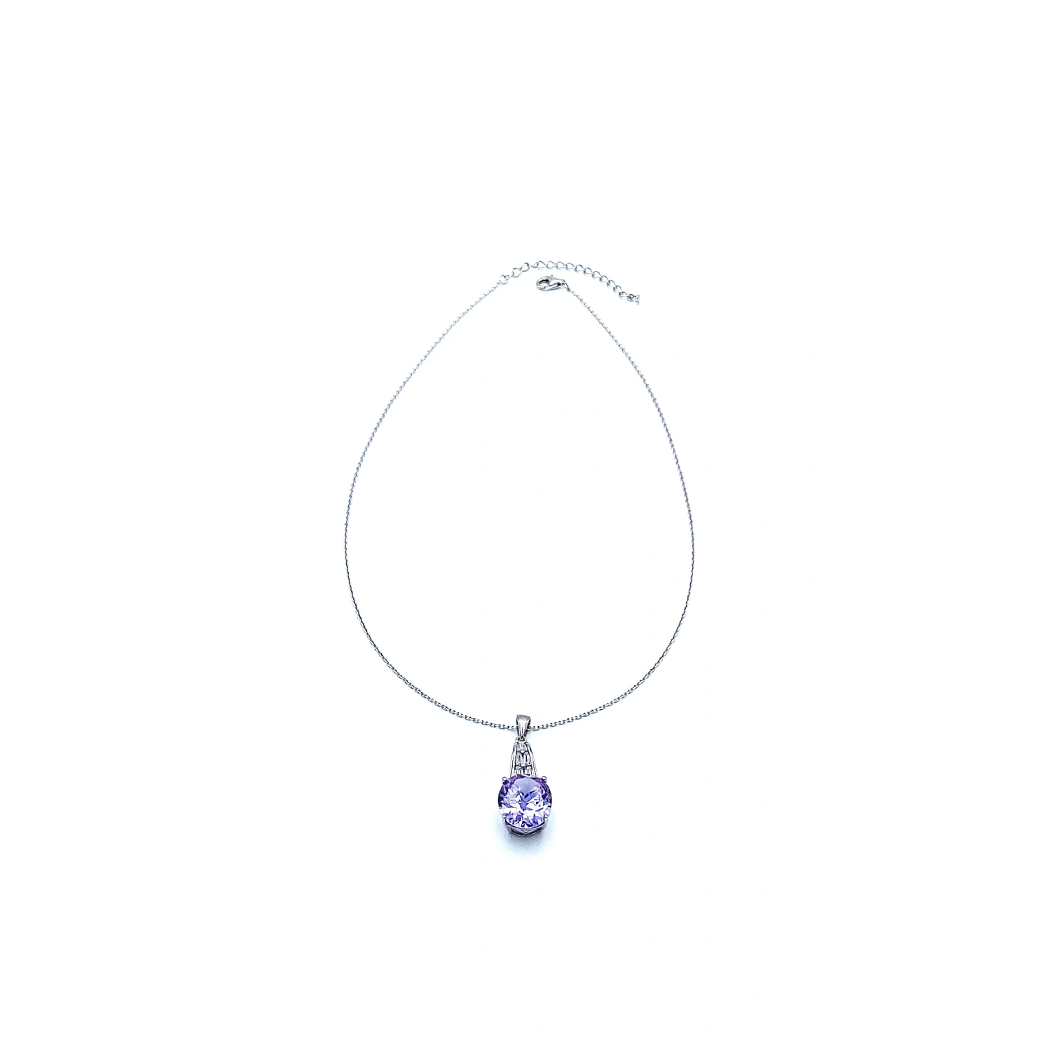 Alex Lila Oval Yanı Bagetli Kolye