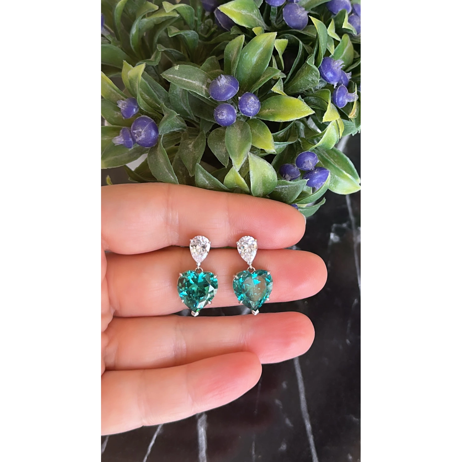 Alex Mint Kalp Damla Küpe