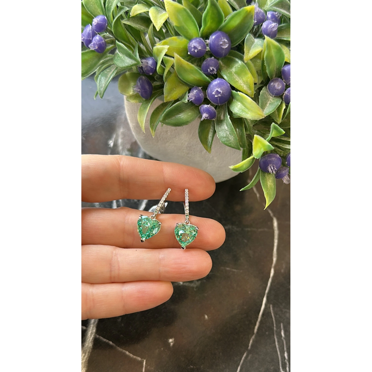 Alex Mint Kalp Halka Küpe