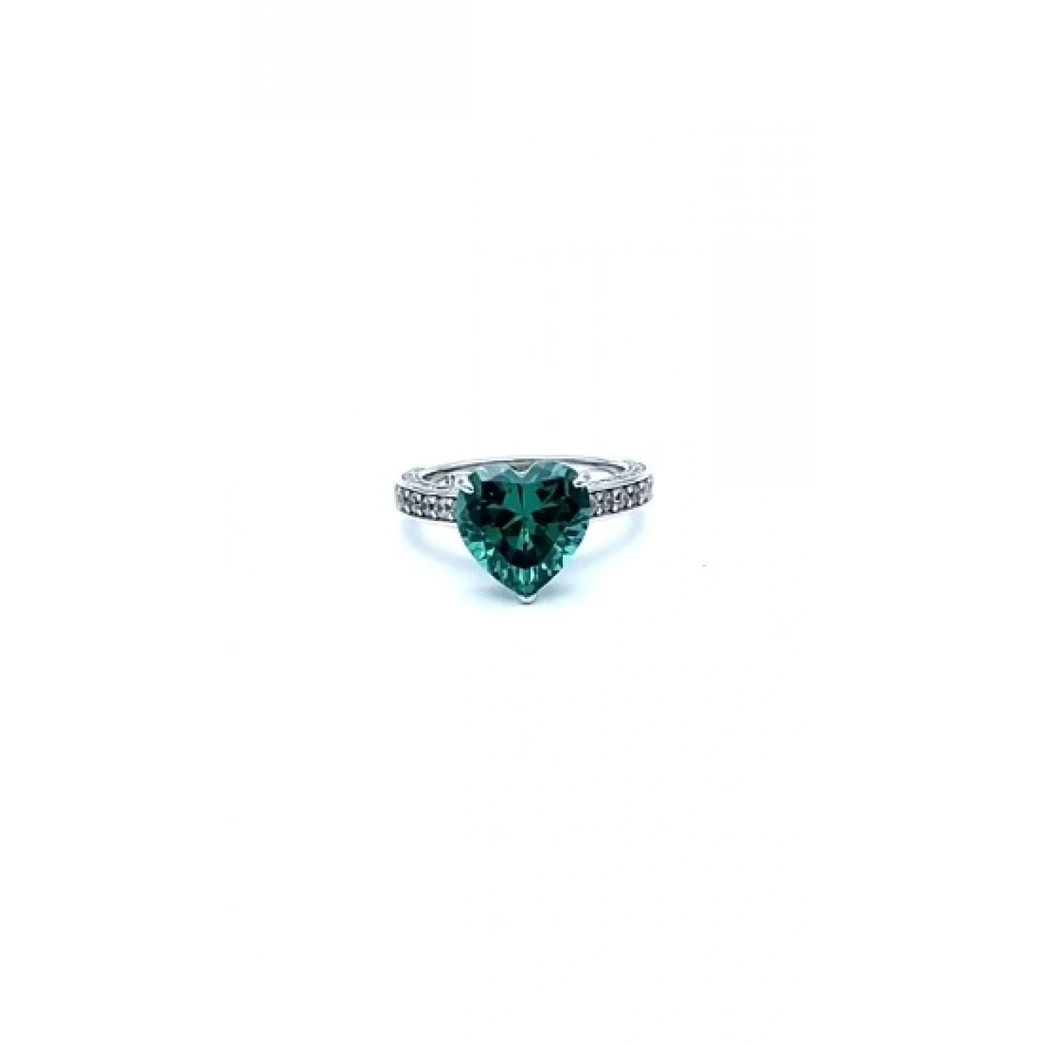 Alex Mint Kalp Taş Yanları Taşlı Yüzük