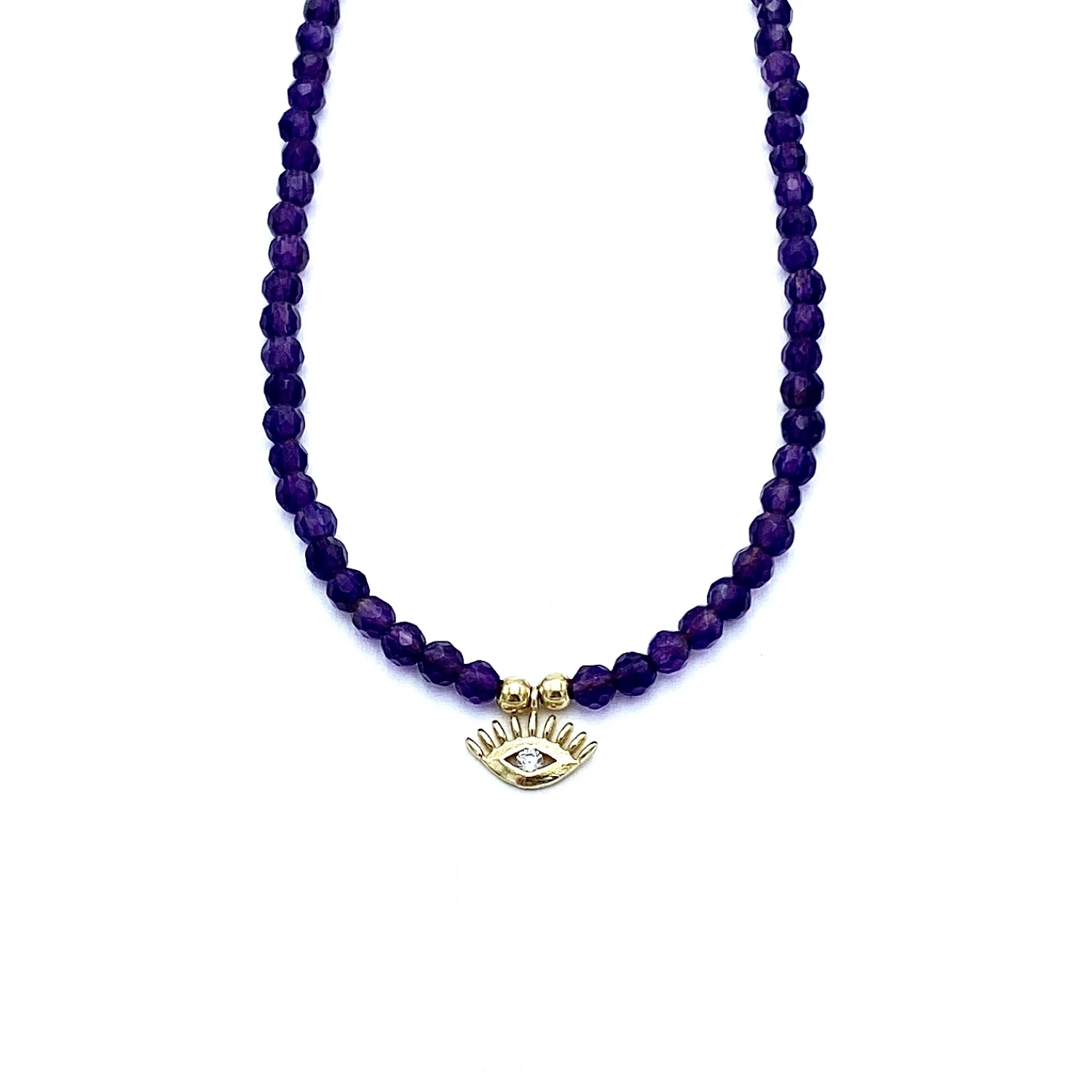 Ametist Göz Figürlü Kolye