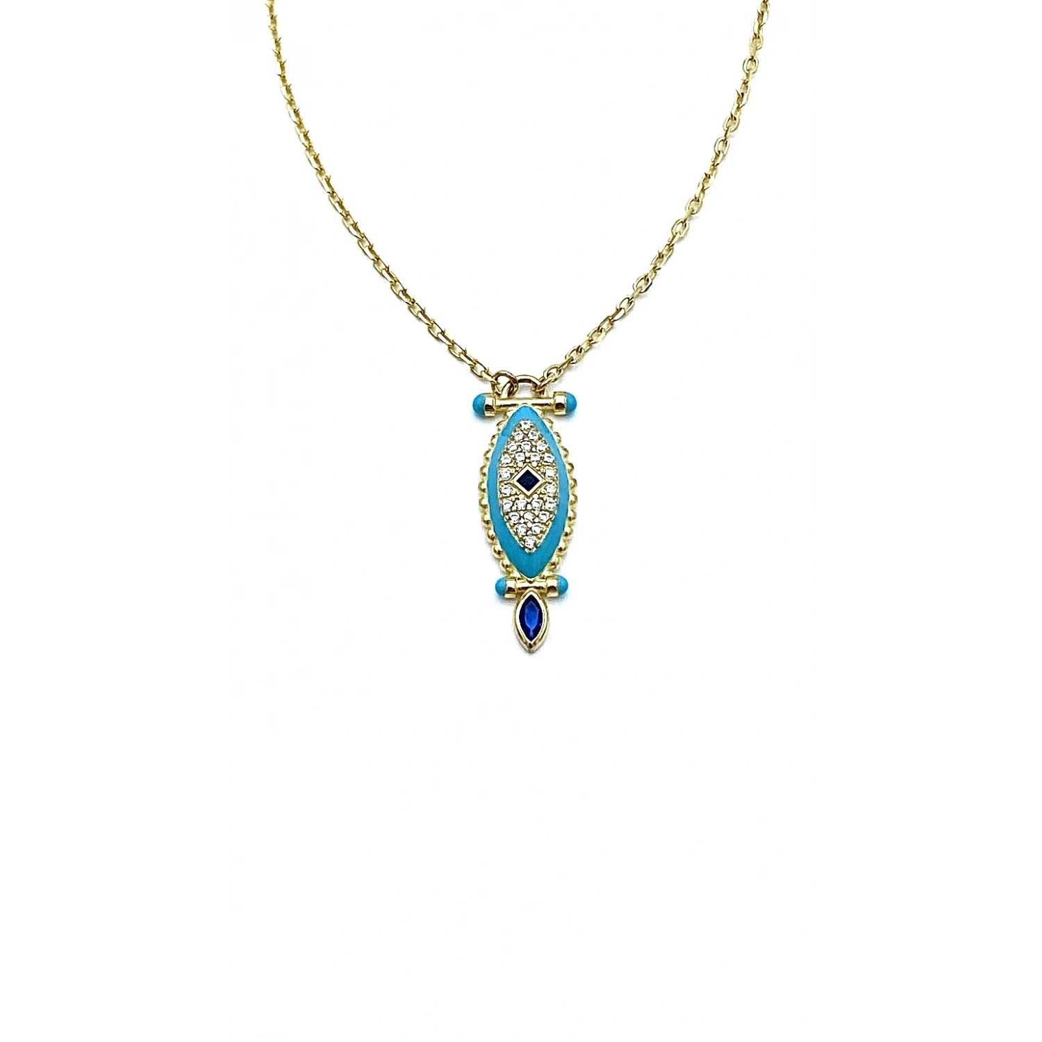 Aqua Mineli Göz Kolye