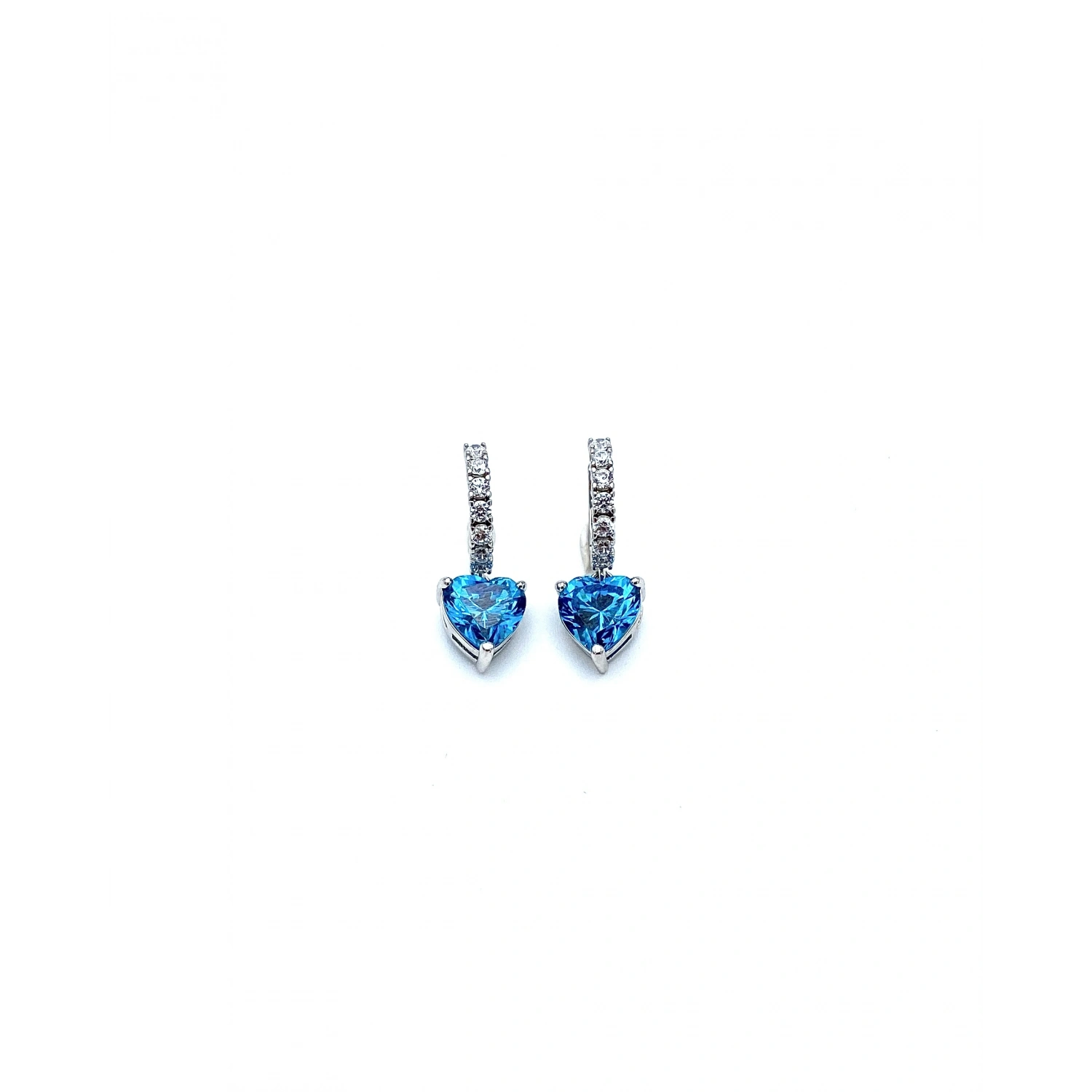 Aquamarin Heart Taşlı Halka Küpe